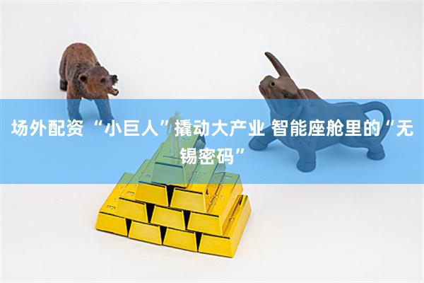 场外配资 “小巨人”撬动大产业 智能座舱里的“无锡密码”