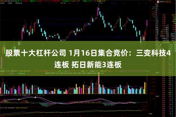 股票十大杠杆公司 1月16日集合竞价：三变科技4连板 拓日新能3连板
